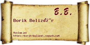 Borik Belizár névjegykártya